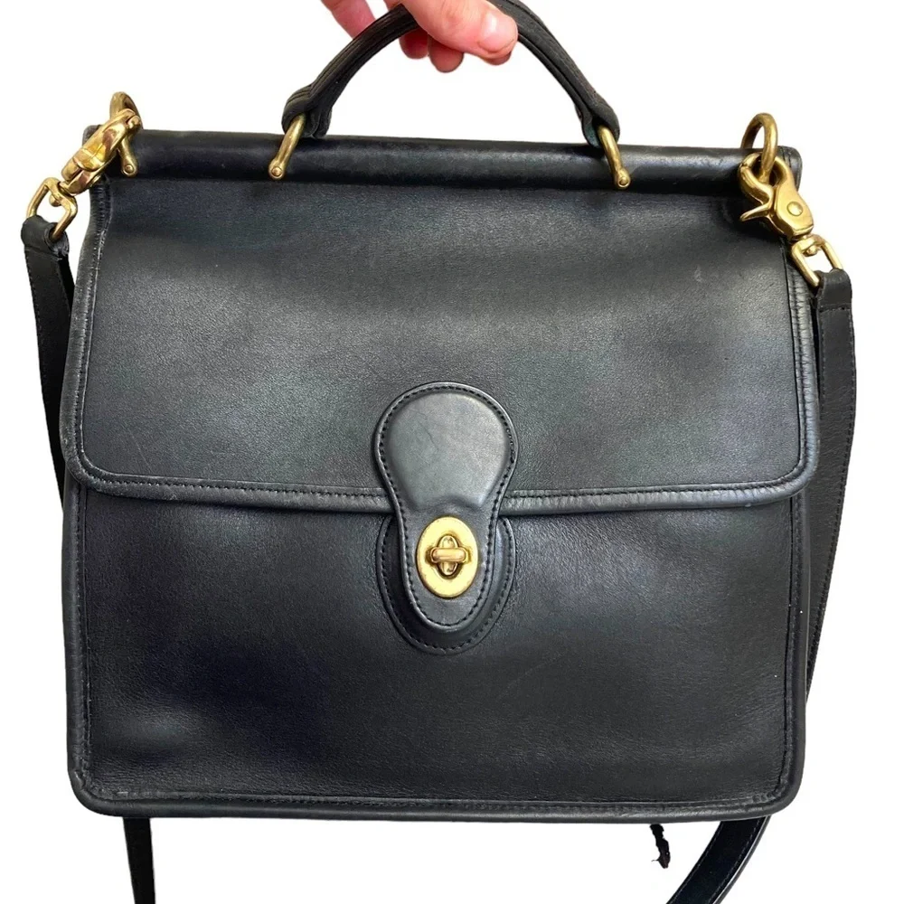 Coach vintage black leather Willis bag
